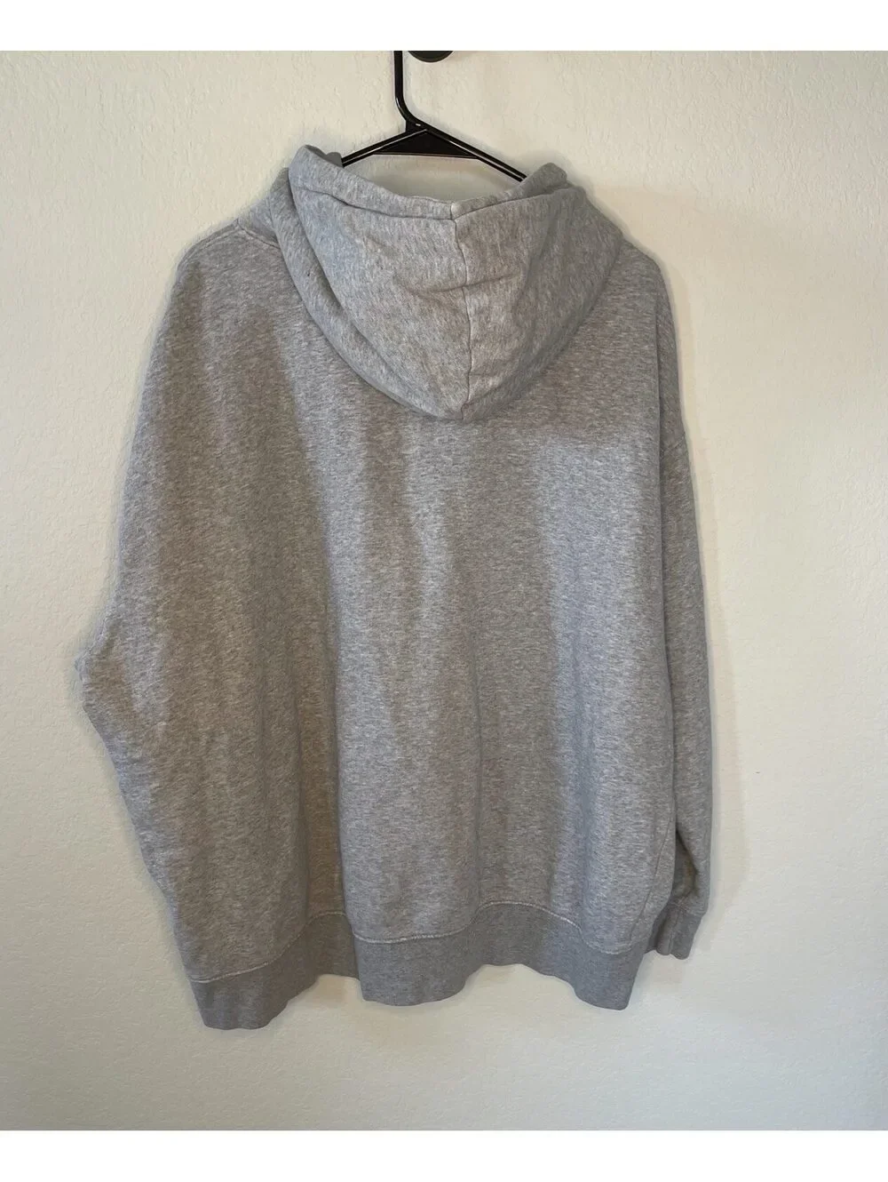 Nike Centered Swoosh Oversized Hoodie Gray Fleece Pullover Sweatshirt Men's XL